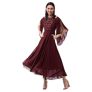 Miss Chase Womens Wine Solid Relaxed Fit