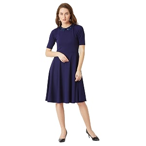 Miss Chase Womens Wine Red Collared Round