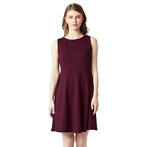 Miss Chase Womens Wine Red Round Neck
