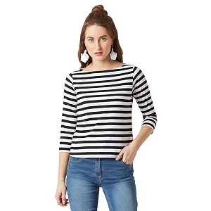 Miss Chase Women Casual Boat Neck Cotton