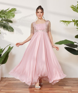 Miss Chase Women Fit and Flare Pink