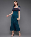 Miss Chase Women A-line Dark Blue Red