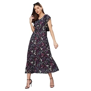 Miss Chase Women Pleated V Neck Full