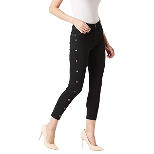 Miss Chase Womens Black Slim Fit Cropped