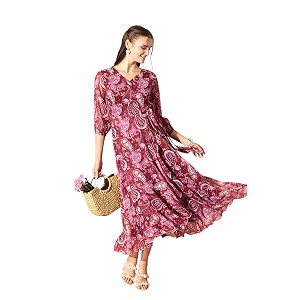 Miss Chase Womens Multicolored Black Floral V-Neck