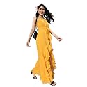 Miss Chase Womens Mustard-Yellow Halter Neck Sleeveless