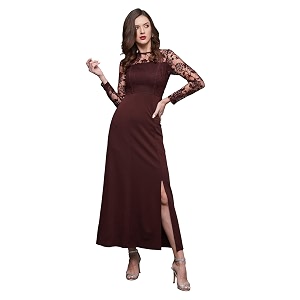 miss chase womens bodycon square puff sleeve solid lace overlaid ankle length dress