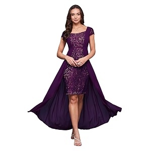 miss chase womens bodycon square puff sleeve solid lace overlaid ankle length dress
