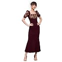 Miss Chase Womens Bodycon Square Puff Sleeve Solid Lace Overlaid Ankle Length Dress