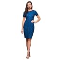 Miss Chase Womens Bodycon Square Puff Sleeve Solid Lace Overlaid Ankle Length Dress
