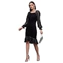 Miss Chase Womens Bodycon Square Puff Sleeve Solid Lace Overlaid Ankle Length Dress