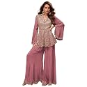 Miss Ethnik Women39s Purple Chinon Stitched Top