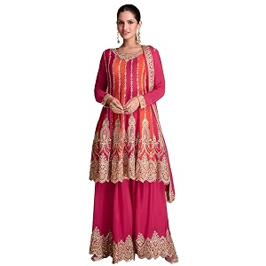 Miss Ethnik Womens Pink and Orange Color