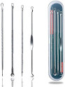 Miss Hot Stainless Steel Blackhead Remover Pimple Blemish Extractor Remover Tool Set of 4