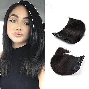 02 pcs hair pads hair topper invisible seamless clip in hair extension natural fluffy increase hair top side cover for women girls 4 inch black