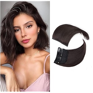 02 pcs hair pads hair topper invisible seamless clip in hair extension natural fluffy increase hair top side cover for women girls 4inch brown color brown