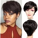 Short Pixie Cut Free Style Hair Wigs Cute Boy Cut Black Wigs for Women Synthetic Hair Natural Looking Wig, Daily Party Wigs, 150 Gram + 02 Wig Cap Free