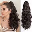 Ponytail Extension,Claw Clip Hair Extensions 18 to 20" Wavy Curly Synthetic Fake Hair Wig Daily Fluffy Pony Tail for Women &amp; Girls, 160 Gram, Brown Color (Brown)