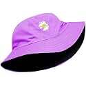 Missby® Unisex Flower Embroidery Cotton Classic Reversible Beach Bucket Sun Hat