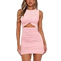 Women39s Sleeveless Cutout Twist Front Ribbed Ruched
