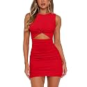 MISSJOY Women39s Sleeveless Cutout Twist Front Ribbed