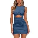 MISSJOY Women39s Sleeveless Cutout Twist Front Ribbed