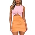 MISSJOY Women39s Sleeveless Cutout Twist Front Ribbed