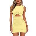 Women39s Sleeveless Cutout Twist Front Ribbed Ruched