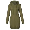 MISSKY Women's Pullover Hooded Kangaroo Pocket Sweatshirt Casual Hoodie Dress