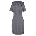 MISSKY Women's Pullover Hooded Kangaroo Pocket Sweatshirt Casual Hoodie Dress