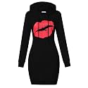 MISSKY Women's Pullover Hooded Kangaroo Pocket Sweatshirt Casual Hoodie Dress