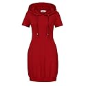 MISSKY Women's Pullover Hooded Kangaroo Pocket Sweatshirt Casual Hoodie Dress