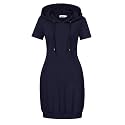 MISSKY Women's Pullover Hooded Kangaroo Pocket Sweatshirt Casual Hoodie Dress