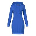 MISSKY Women's Pullover Hooded Kangaroo Pocket Sweatshirt Casual Hoodie Dress