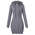 MISSKY Women's Pullover Hooded Kangaroo Pocket Sweatshirt Casual Hoodie Dress
