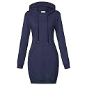 MISSKY Women's Pullover Hooded Kangaroo Pocket Sweatshirt Casual Hoodie Dress
