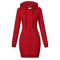 MISSKY Women's Pullover Hooded Kangaroo Pocket Sweatshirt Casual Hoodie Dress