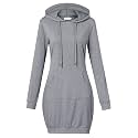 MISSKY Women's Pullover Hooded Kangaroo Pocket Sweatshirt Casual Hoodie Dress