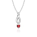 MissNaNa Sterling Silver Personalized Mothers Necklace with Simulated Birthstones Engraved 1-6 Children Names Custom Love Heart Pendant Family Necklace for Women Mother's Day Birthday