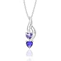Sterling Silver Personalized Mothers Necklace with Simulated Birthstones Engraved 1-6 Children Names Custom Love Heart Pendant Family Necklace for Women Mother's Day Birthday