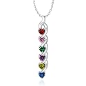 MissNaNa Sterling Silver Personalized Mothers Necklace with Simulated Birthstones Engraved 1-6 Children Names Custom Love Heart Pendant Family Necklace for Women Mother's Day Birthday