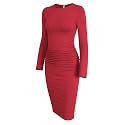 Missufe Women39s Long Sleeve Slim Ruched Bodycon
