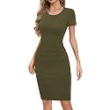 Missufe Women39s Long Sleeve Slim Ruched Bodycon
