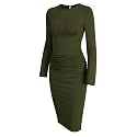 Missufe Women39s Long Sleeve Slim Ruched Bodycon