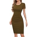 Missufe Women39s Long Sleeve Slim Ruched Bodycon