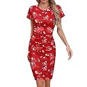 Missufe Women39s Short Sleeve Ruched Bodycon Casual