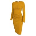 Missufe Women39s Long Sleeve Slim Ruched Bodycon