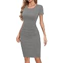 Missufe Women39s Long Sleeve Slim Ruched Bodycon