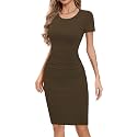 Missufe Women39s Long Sleeve Slim Ruched Bodycon