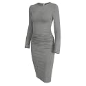 Missufe Women39s Long Sleeve Slim Ruched Bodycon